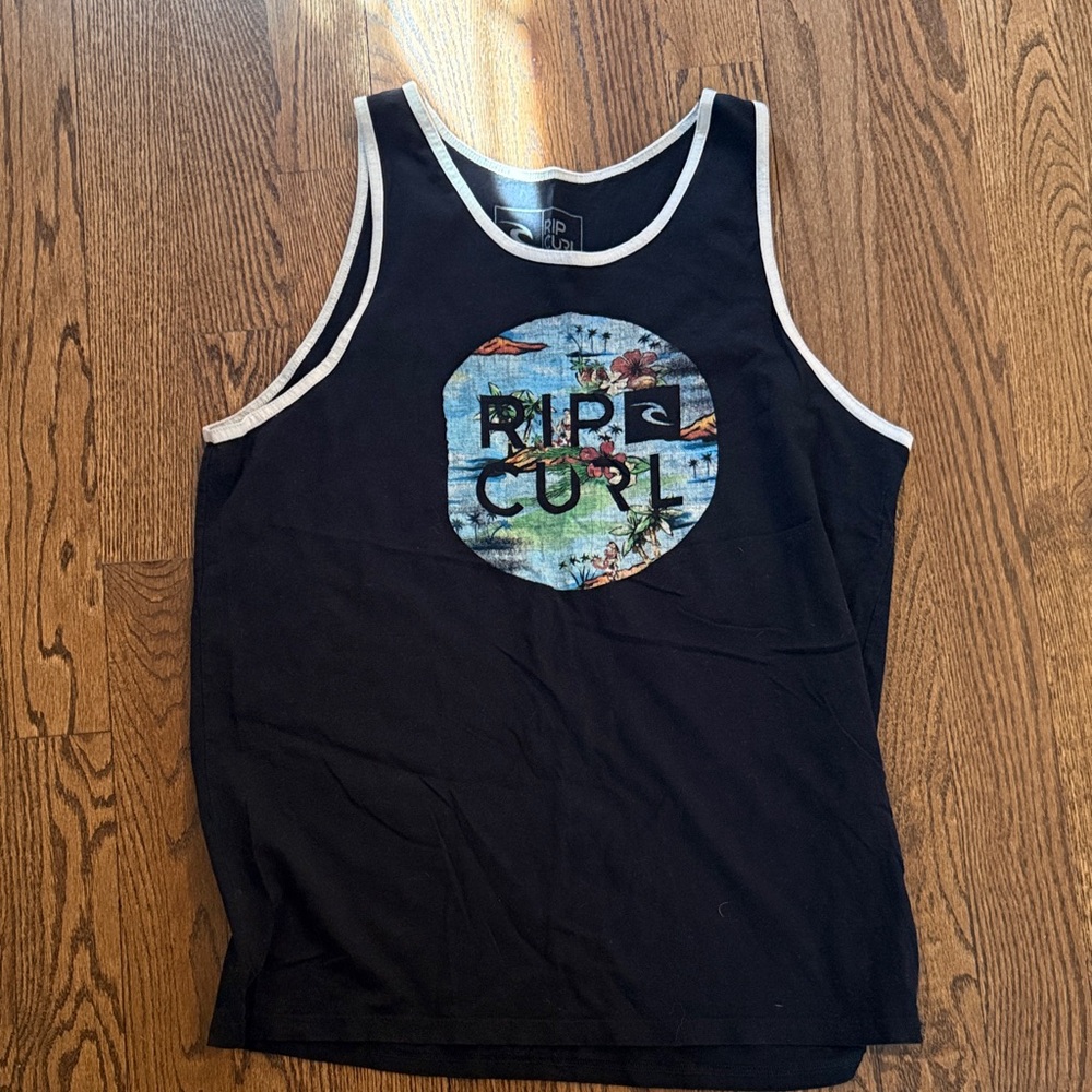 Rip Curl Black Tank Top with Tropical Logo